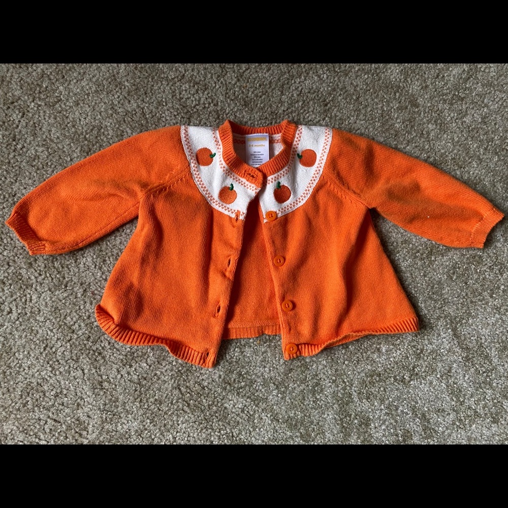 Gymboree pumpkin cardigan size 3-6m